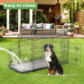 Double-Door Metal Dog Crate Divider Tray Pet Cage